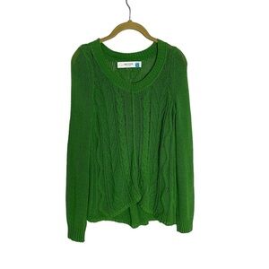 Anthropologie Green Cable Knit Sweater